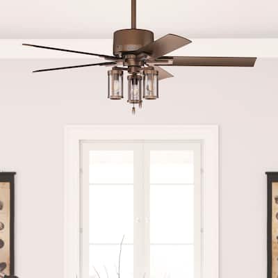 Hunter 52" Lawndale Ceiling Fan with LED Light Kit and Pull Chain, Damp-Rated - Indoor-Outdoor