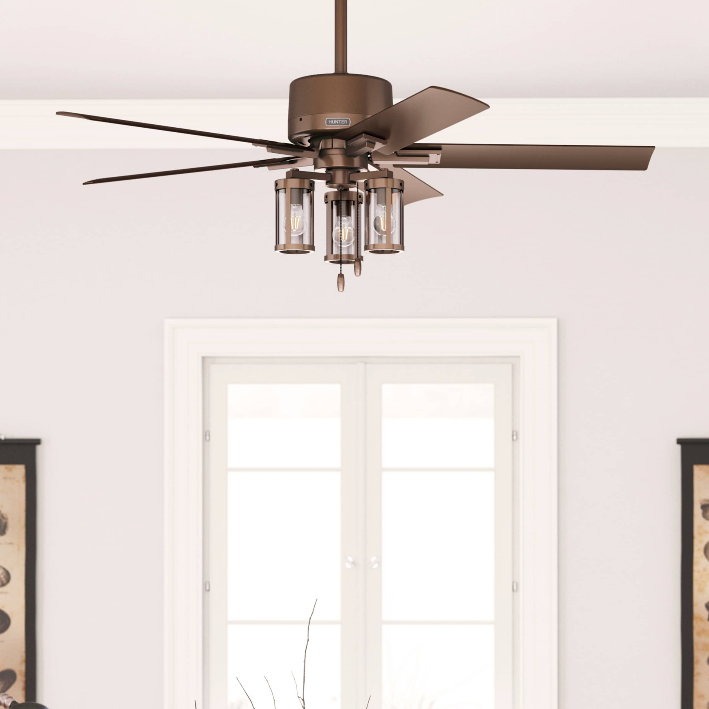 Hunter 52" Lawndale Ceiling Fan with LED Light Kit and Pull Chain, Damp-Rated - Indoor-Outdoor