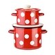 preview thumbnail 1 of 3, STP Goods Red White Polka Dot Enamel Pot Set of 2