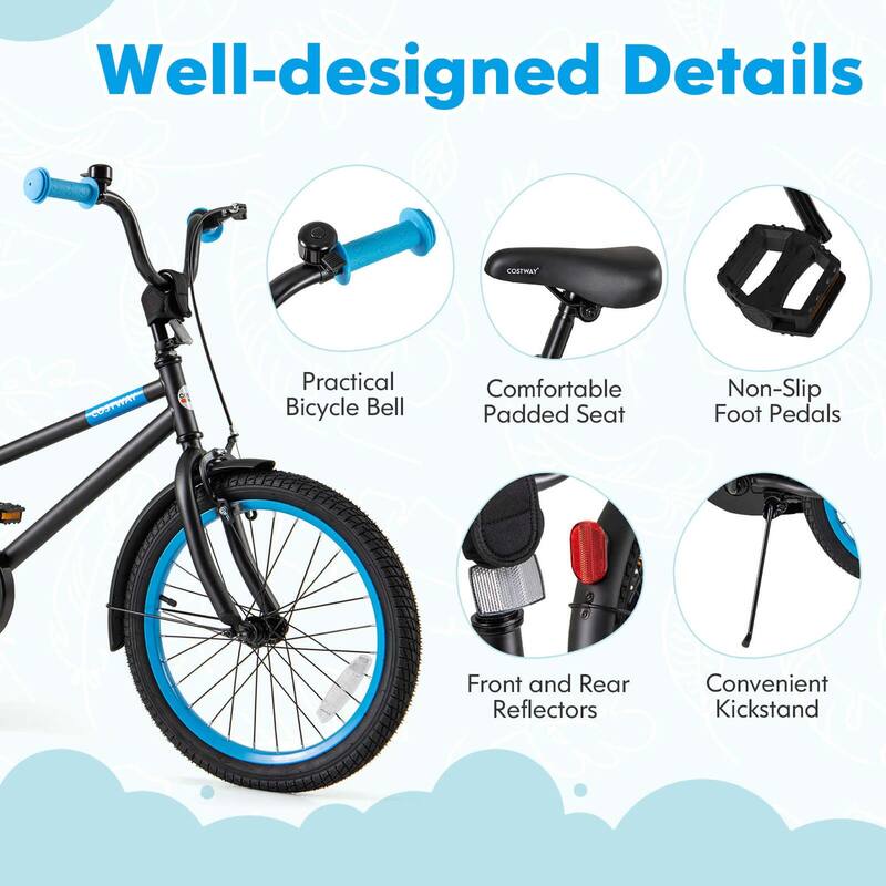 Costway 18" Kids Bike with Adjustable Saddle Handlebar Removable - See Details