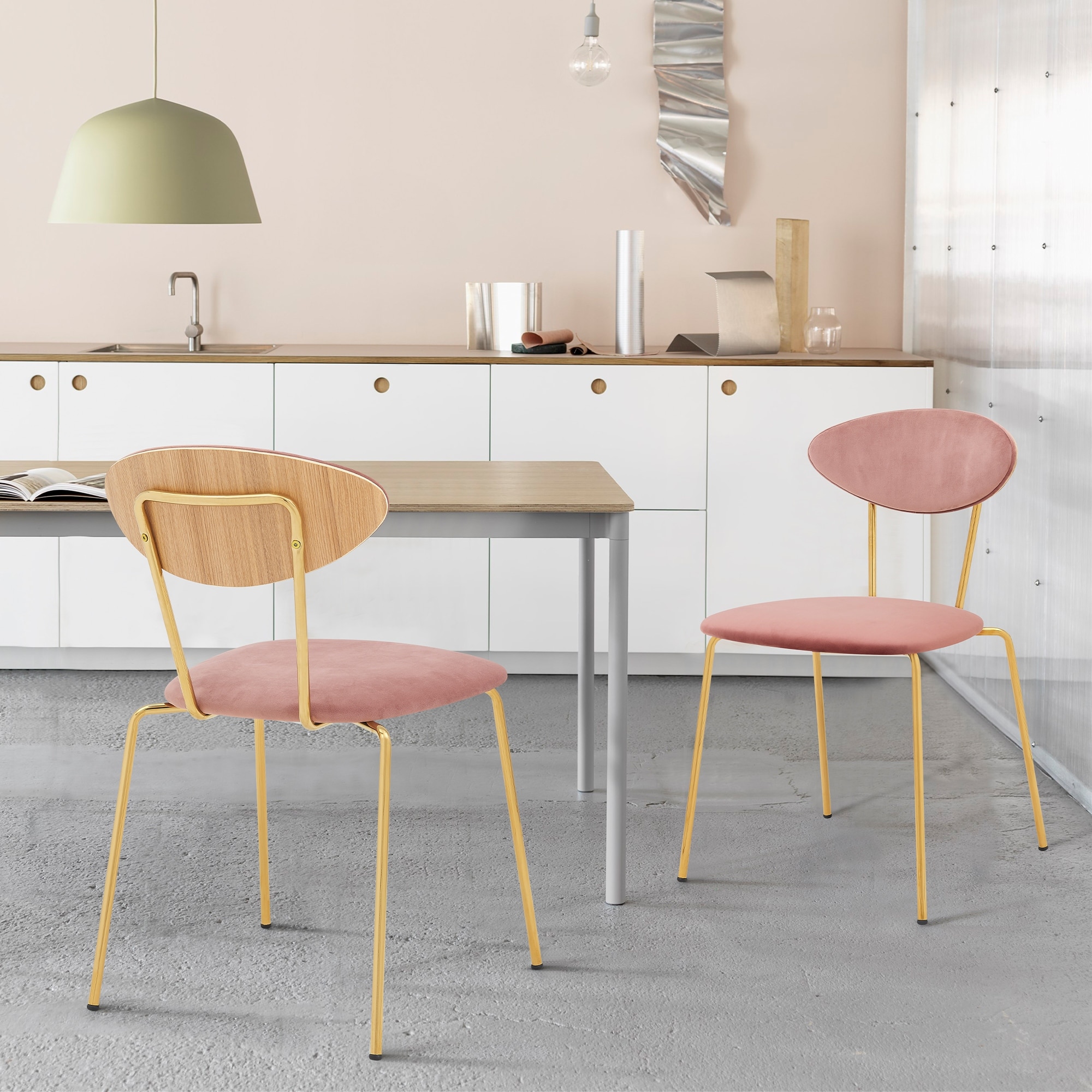 Neo Retro Velvet Dining Side Chairs - Set of 2