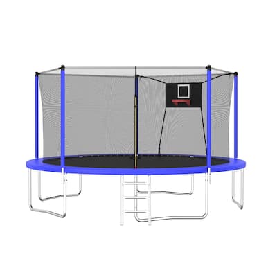 TN14FT Outdoor Trampoline with Safety Enclosure and Ladder - Blue