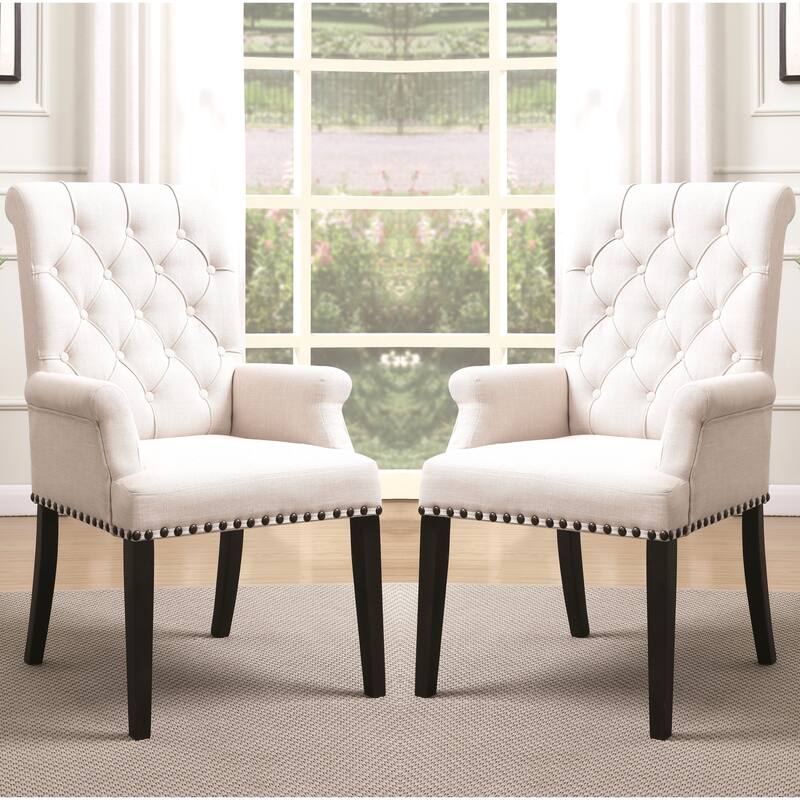 French Baroque Designed Dining Set with Button Tufted Chairs