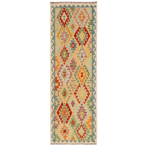 Turkish Rustic Lucia Hand-Woven Kilim Runner - 2'10'' x 6'9'' - 2'10'' x 6'9''