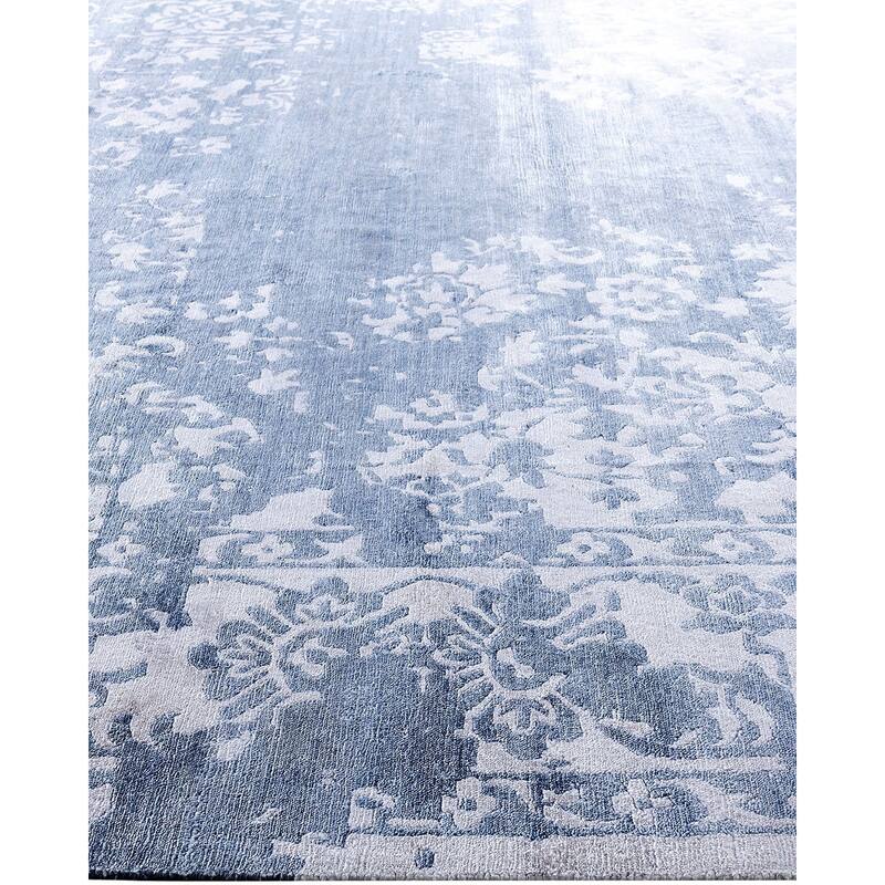 Modern One-of-a-Kind Hand-Knotted Area Rug, Blue - 9' 2" x 12' 1"