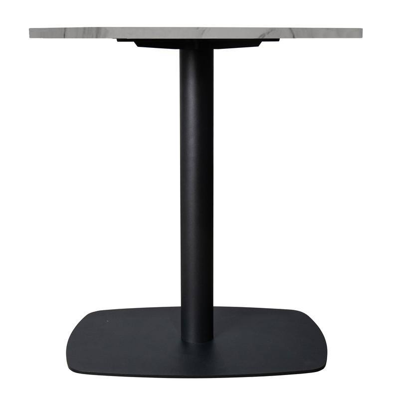 Vail Round Dining Table 36 in. Sintered Stone Tabletop in Black Stainless Steel Square Pedestal Base for Kitchen and Dining Room