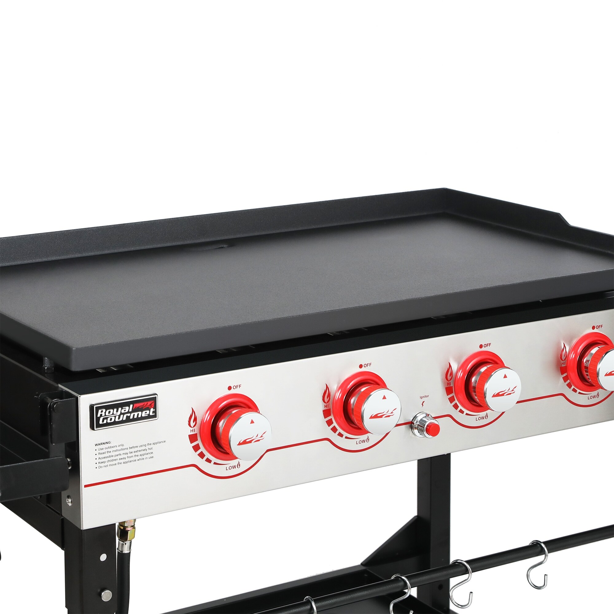 Royal Gourmet GB4000F 36 Inch Flat Top Gas Griddle 4 Burner Propane BBQ Grill Griddle with Top Cover Lid Black Propane Gas