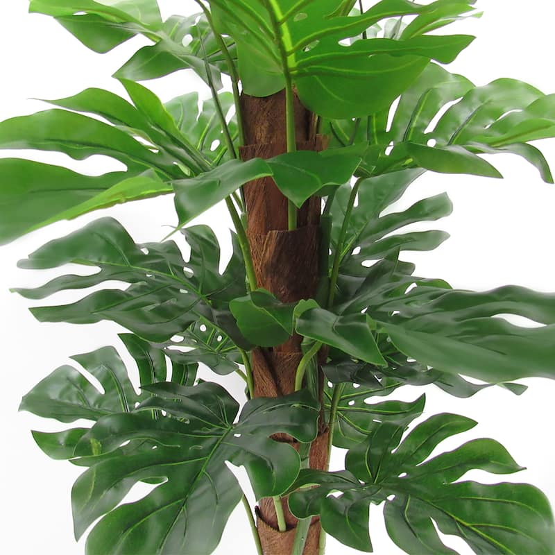 3ft Real Touch Artificial Monstera Split Leaf Philodendron Tree Plant with Coco Bark in Black Pot - 34" H x 20" W x 20" DP
