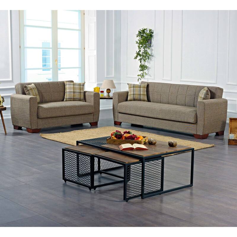 Collection Upholstered Convertible Loveseat With Storage