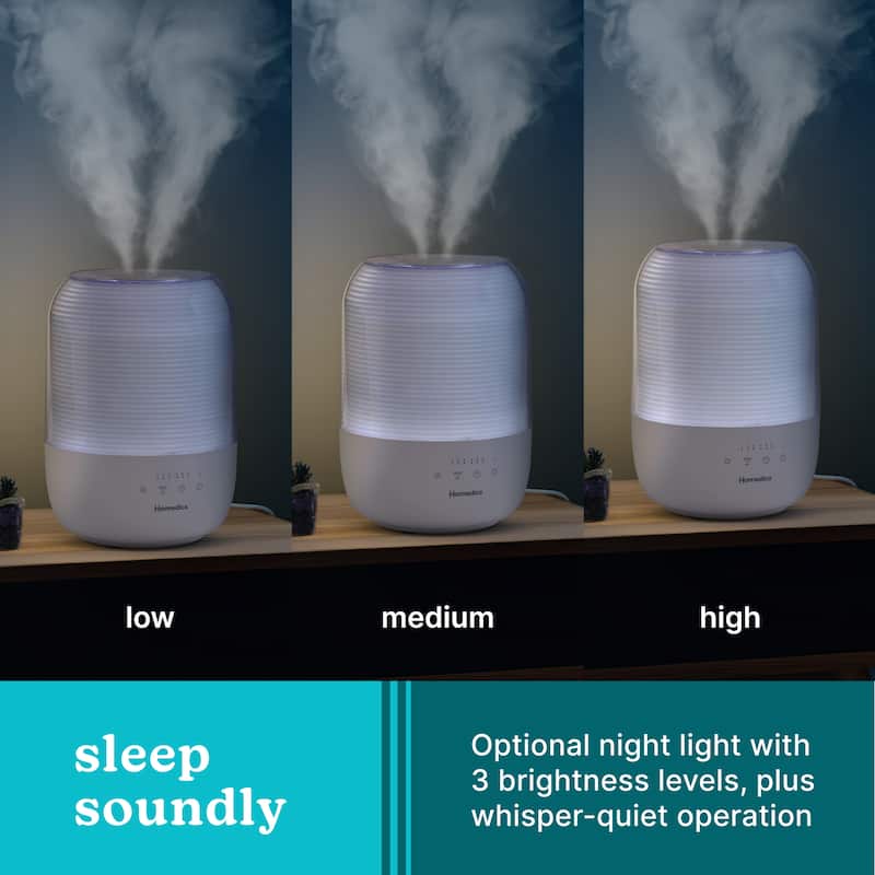 Homedics TotalComfort UHE‑CMTF63 Ultrasonic Cool Mist Humidifier | 3 L Top‑Fill Tank | Night‑Light | White