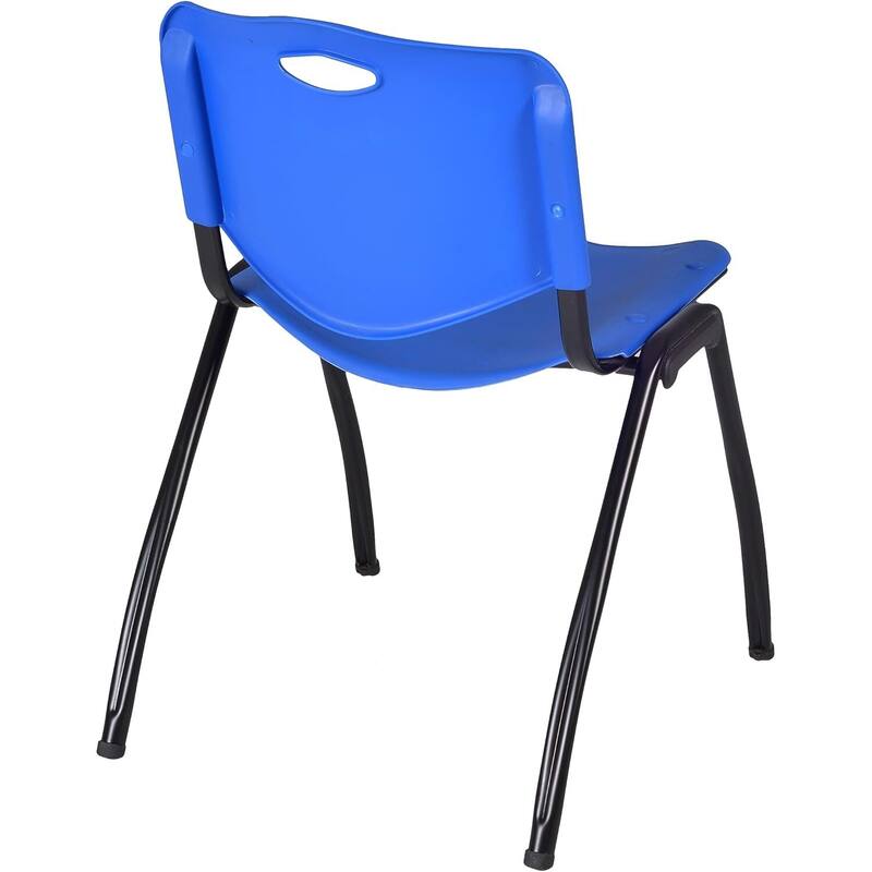 84" x 24" Flip Top Mobile Training Table with Modesty Panel- Cherry and 3 "M" Stack Chairs- Blue