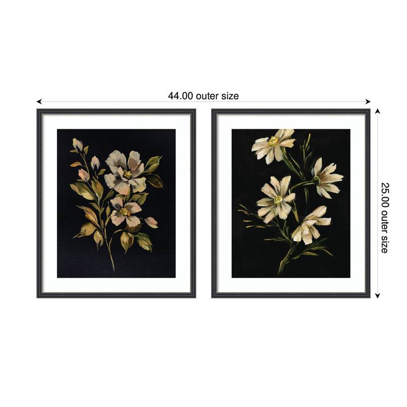 Kate and Laurel Moody Floral 4 & 7 2 Piece Framed Wall Art Print Set by Annie Quigley