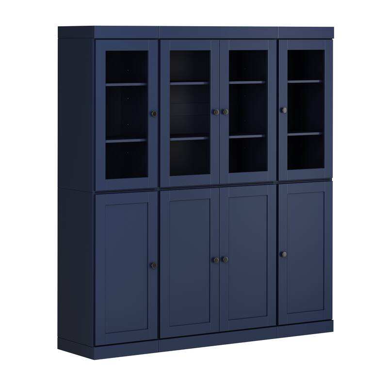 Palace Imports 100% Solid Wood 65" Pantry Cabinet with Clear Glass, Shaker Doors and Adjustable Shelves