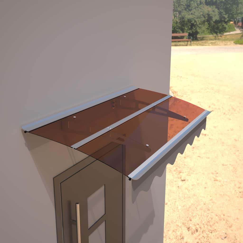 59x34 Inch Door Window Awning with Polycarbonate Roof and Aluminum Brackets