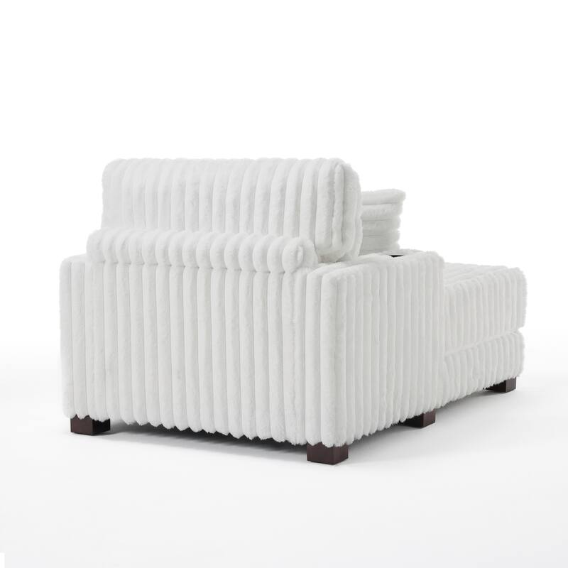 41.7" W Upholstered Plush Corduroy Chaise Lounge Set of 2