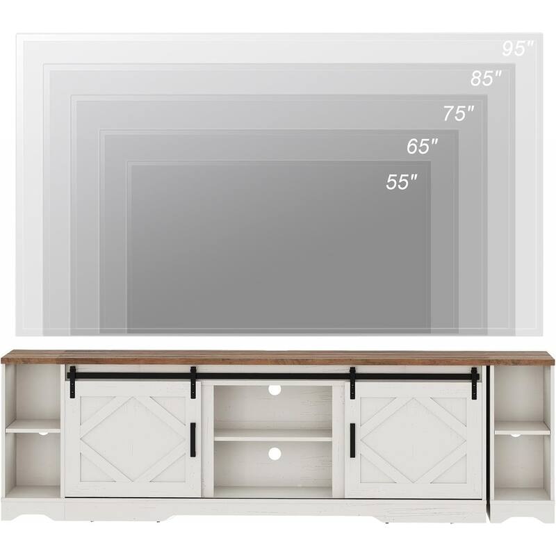 Fireplace TV Stand Farmhouse Sliding Barn Door Entertainment Center