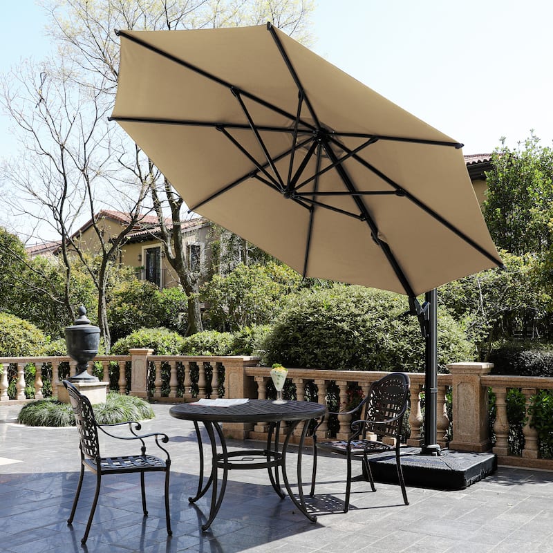 10 FT Square Offset Patio Umbrella with 360° Rotation & Tilt Adjustment, Aluminum Pole, Waterproof & UV Protection