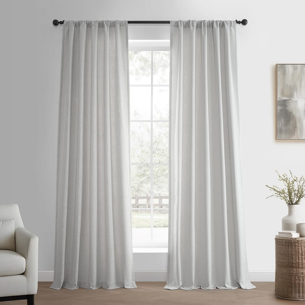 Exclusive Fabrics Basic Faux Linen Curtain Pair - 2 Panels - Light Filtering Window Curtains