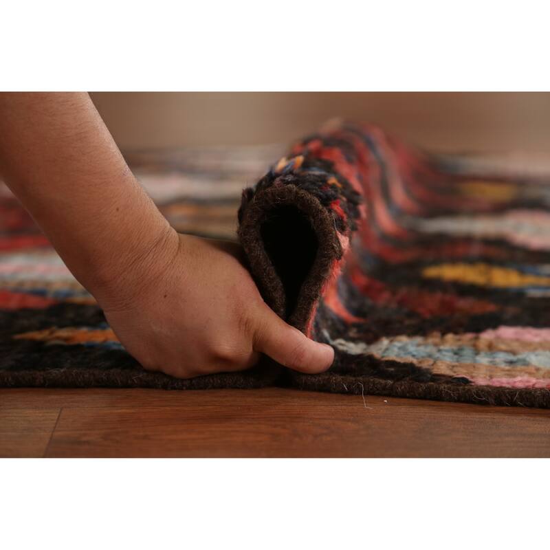 Trellis Moroccan Oriental Runner Rug Handmade Wool Carpet - 3'4" x 12'8"