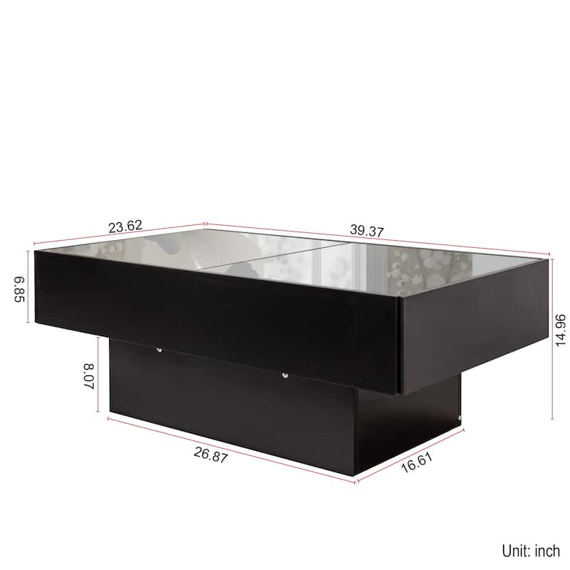 Extendable Coffee Table with Storage, Wood Center Table for Living Room, Rectangular Coffee Tables with Sliding Tabletop