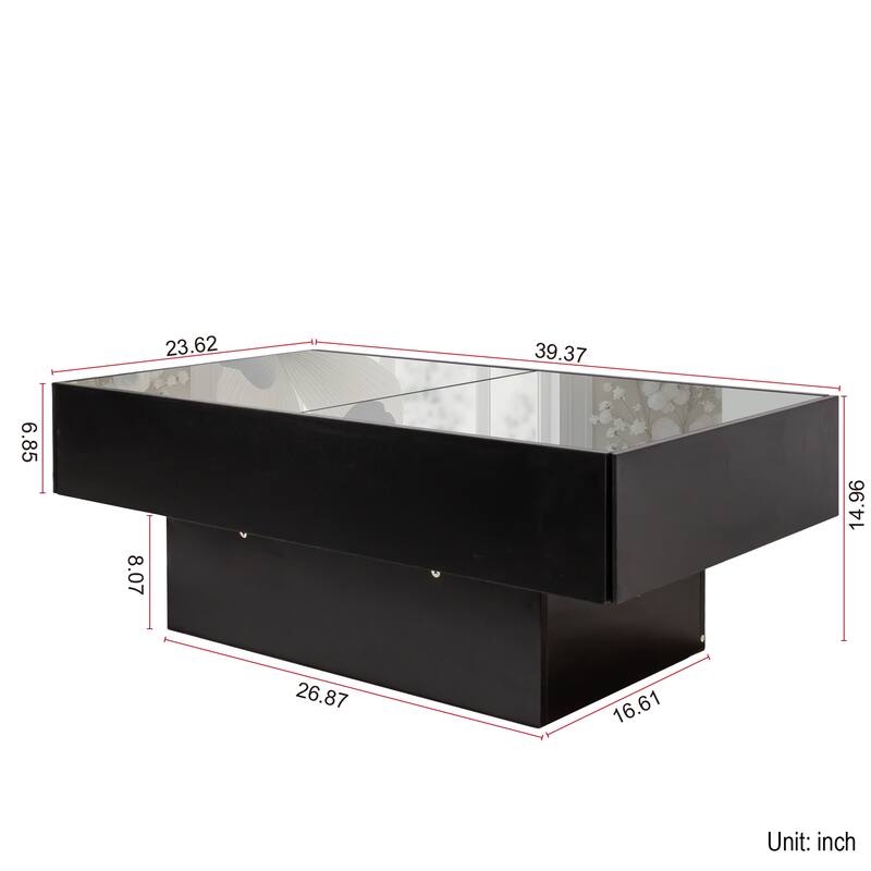 GDF Studio - Belle Modern Coffee Table with Sliding Tabletop and Hidden Storage Compartment
