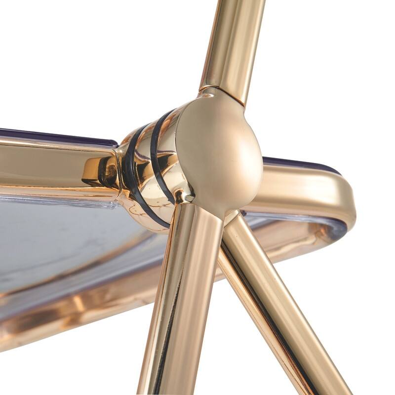 Lawrence Modern Foldable Transparent Acrylic Folding Dining Chair with Accent Gold Chrome Frame for Home Living and Dining Room