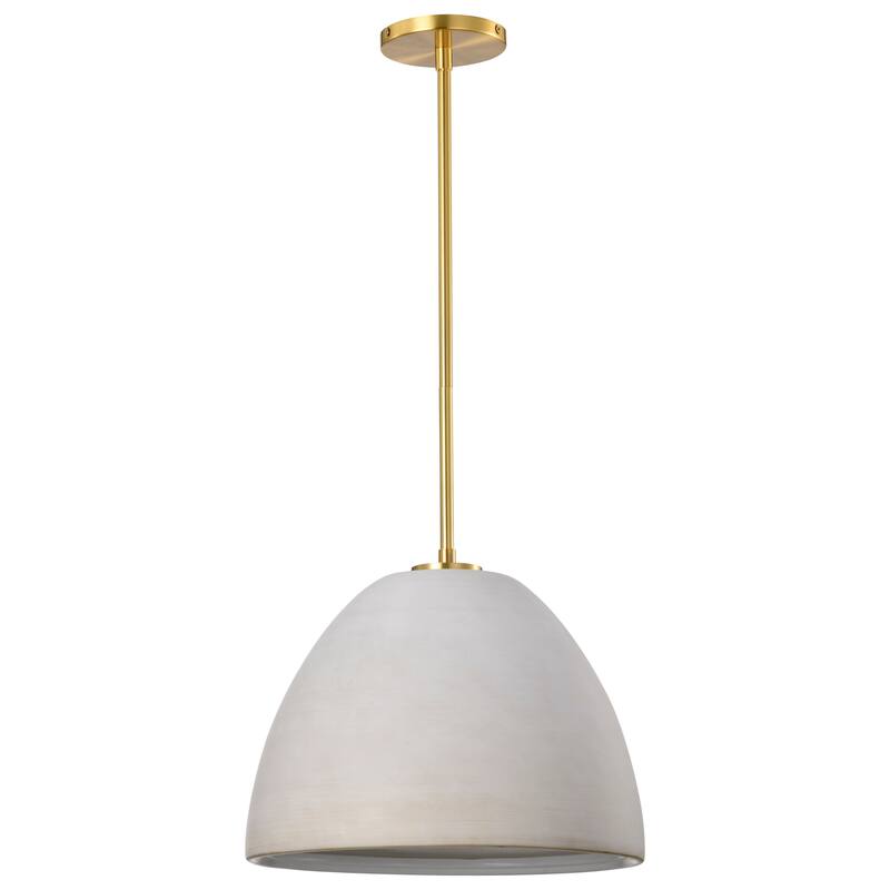 Collins 14 Inch Pendant with White Ceramic - Brushed Brass