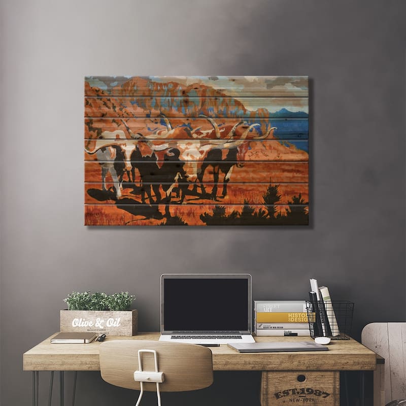Time Pass Print On Wood by Gen Farrell - Multi-Color