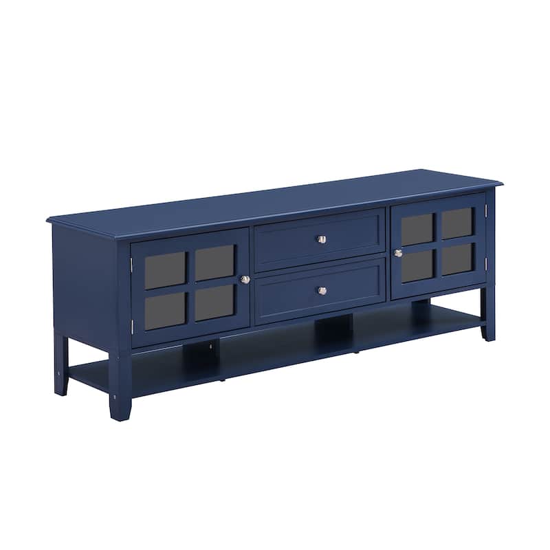 Blue 59" TV Stand with Multifunctional Storage for TVs Up to 60"