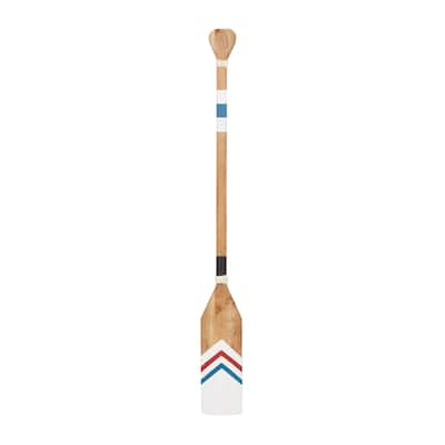 Wood Paddle Novelty Canoe Oar Home Wall Decor with Arrow Design and Rope Detail - White or Blue - Roche River Decor