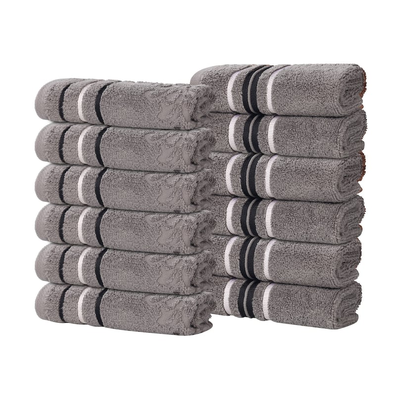 Superior Sadie Zero Twist Cotton Solid and Floral Washcloth Set of 12