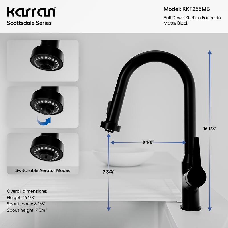 Karran Scottsdale Single-Handle Pull-Down Sprayer Touchless Kitchen Faucet