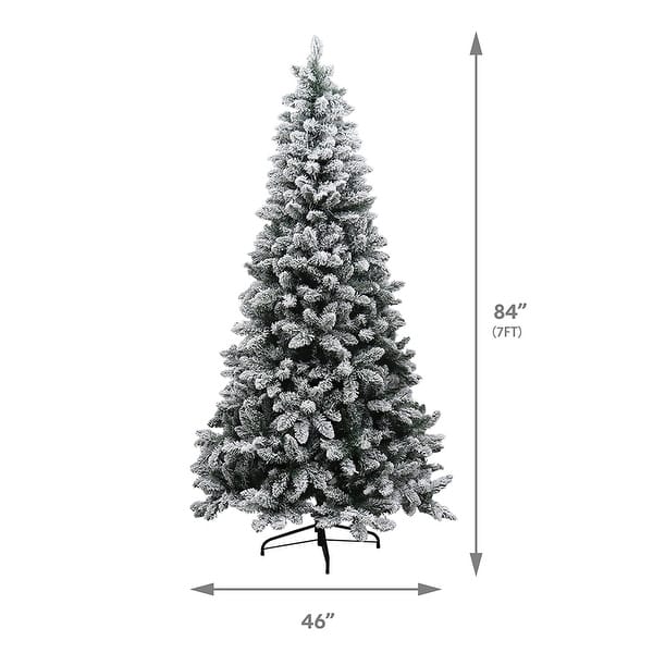 dimension image slide 4 of 5, Maypex Lighted Flocked Green Spruce Artificial Christmas Tree