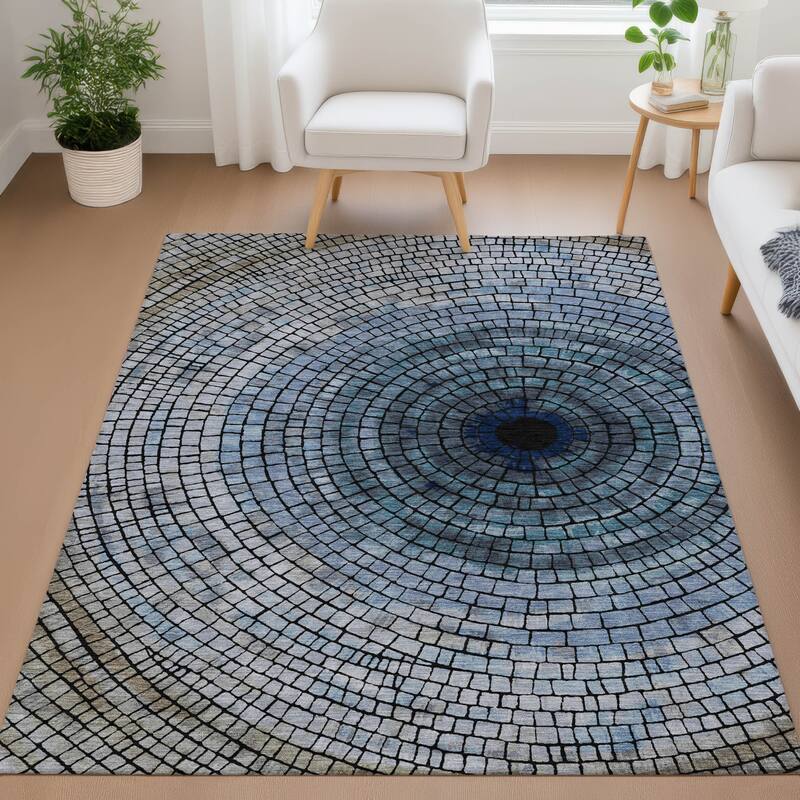 Machine Washable Indoor/ Outdoor Mosaic Rome Chantille Rug