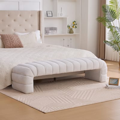 69.7"Wide Modern Upholstered Armless Bed Bench, Channel Tufted Couch Daybed Chaise