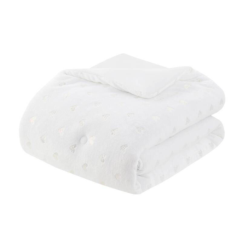 3 PCS Twin/Twin XL Metallic Printed Plush Comforter Set with Throw Pillow
