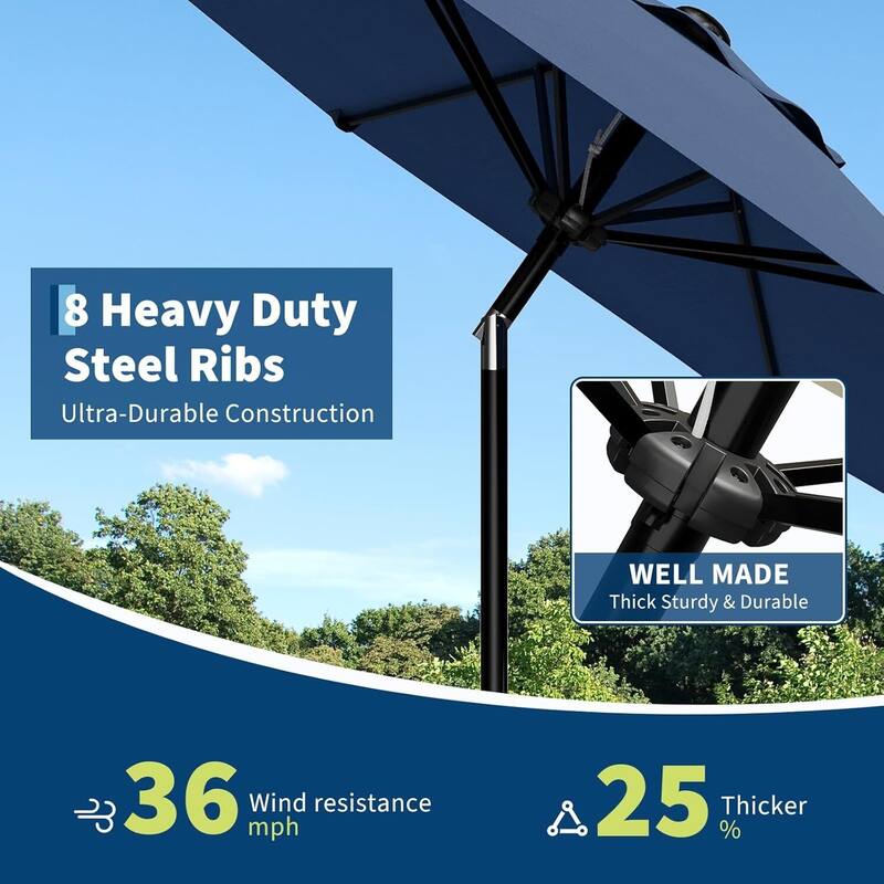 9FT Patio Umbrella with Smooth Crank Lift UV Protection Waterproof for Pool, Deck, Yard, Garden (No Base)