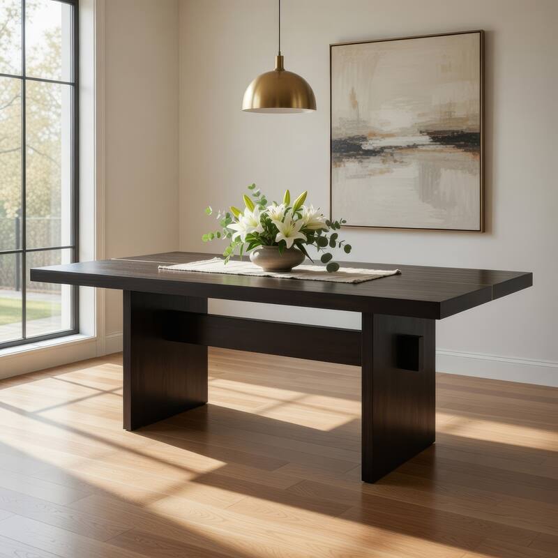 Vonn Dining Table, Wide Panel Legs, 80 Inch Rectangular Top, Black