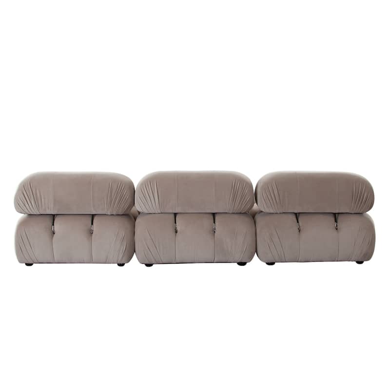 Hito 4 Piece Modular 111 inch Sectional Chaise Sofa Set, Tan Brown Bubble Tufting