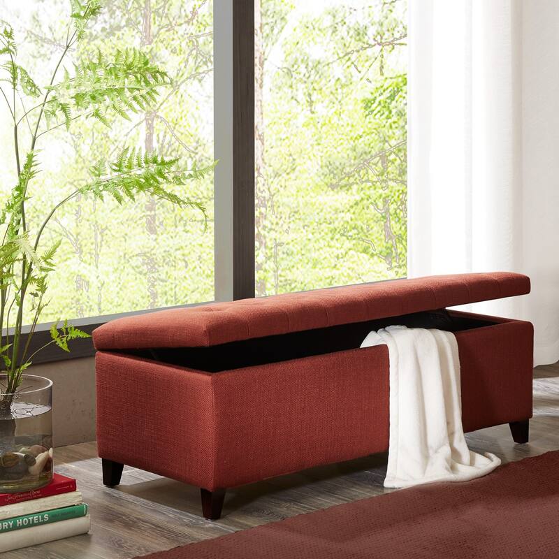Madison Park Shandra Tufted Top Upholstered Storage Bench