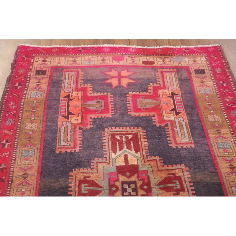 Hand Knotted Oriental 100% Wool Carpet Traditional Geometric Greys & Charcoal Meshkin Runner Rug - 10' 3'' X 3' 10''