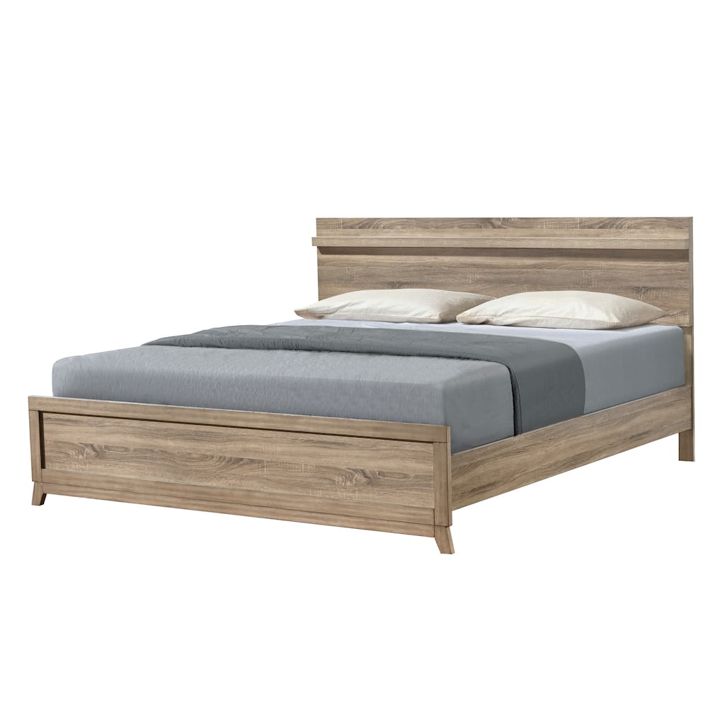 Queen Size Natural Wood Bed Frame with Modern Rustic Design