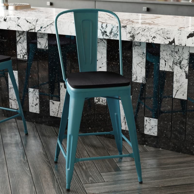 All-Weather Counter Height Stool with Poly Resin Seat