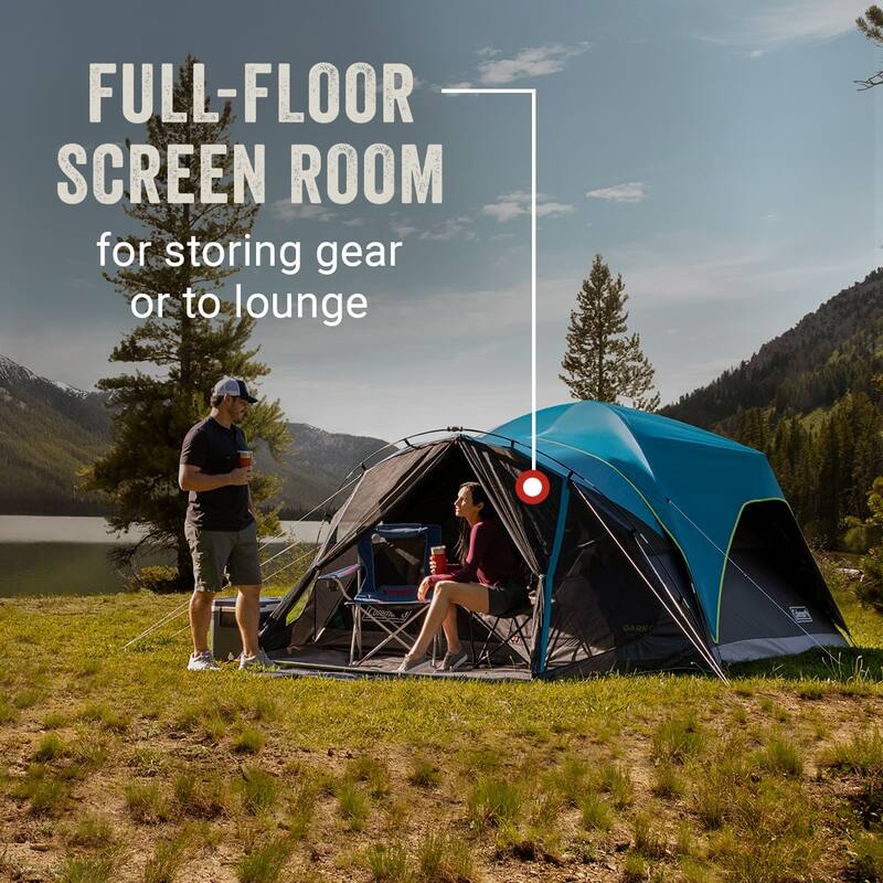 6Person Carlsbad Dark Room Dome Camping Tent with Screen Room Bed