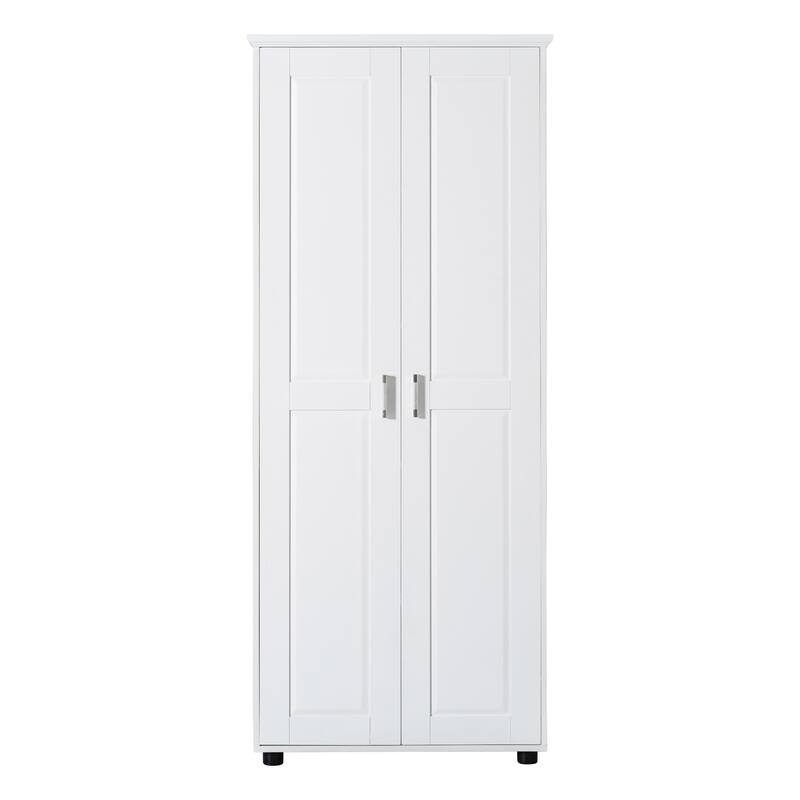 Storage Cabinet with Two Doors for Bathroom, Office, Adjustable Shelf, MDF Board, White