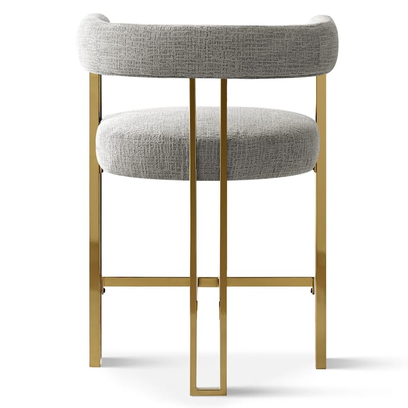 25" Seat Height Upholstered Chenille Gold Matel Counter Stool