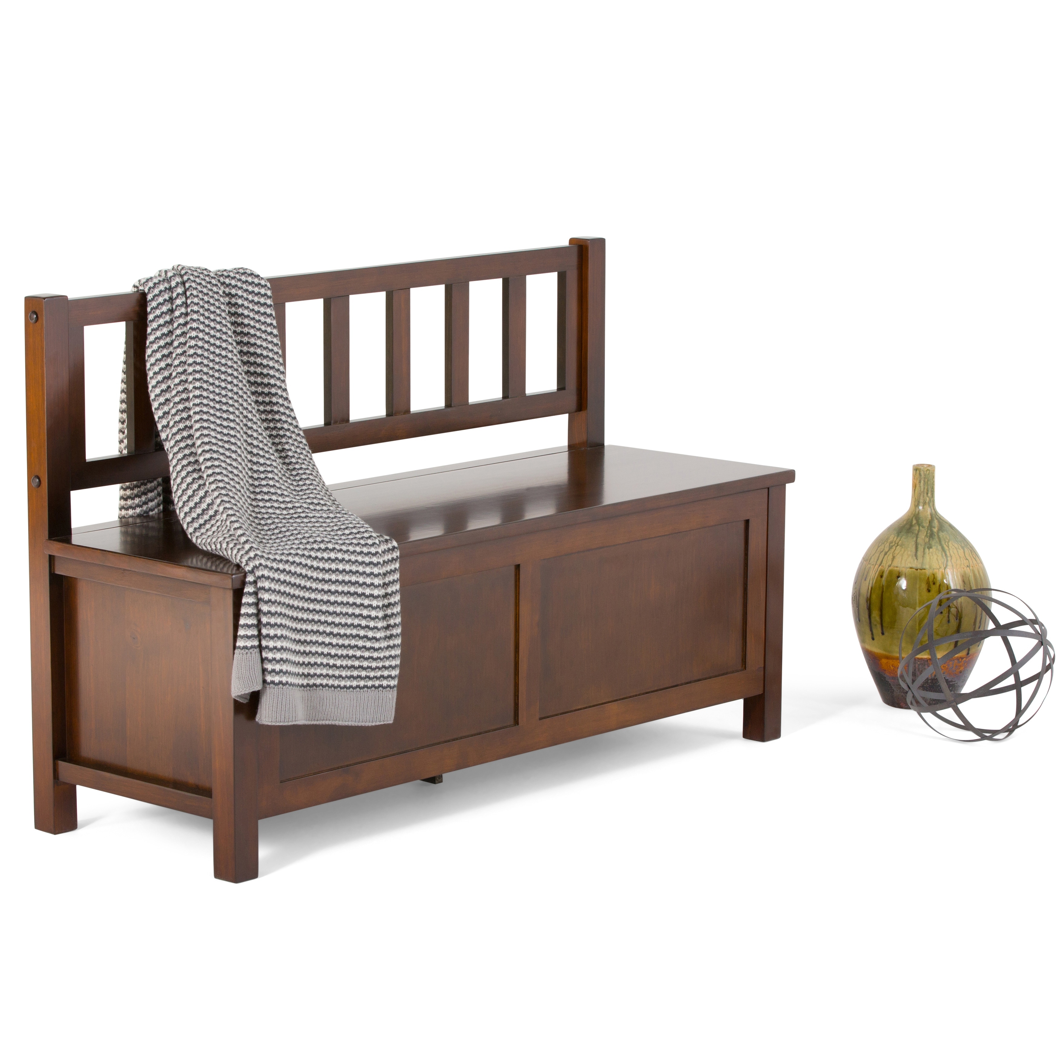 WYNDENHALL Stratford SOLID WOOD 47 inch Wide Transitional Entryway Storage Bench - 48 Inches wide