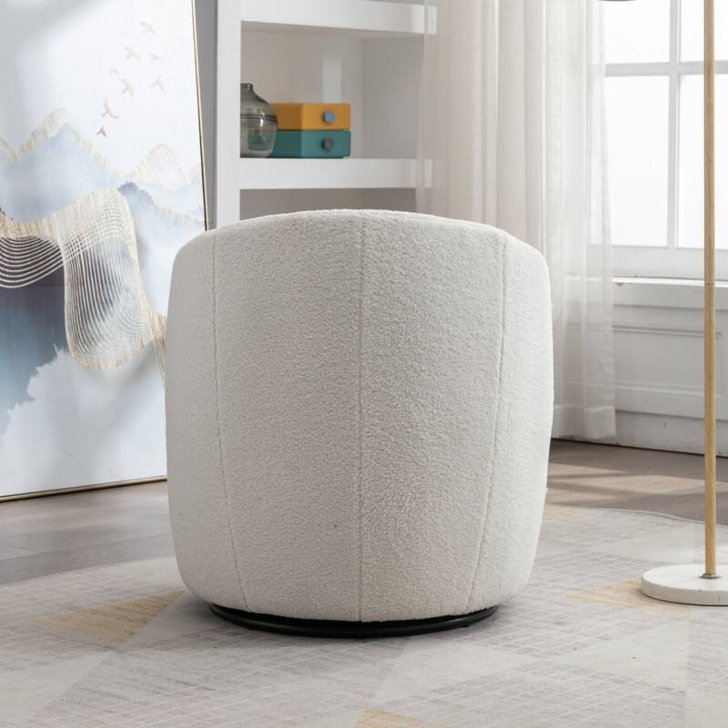Teddy Fabric Swivel Accent Barrel Chair With Powder Coating Metal Ring
