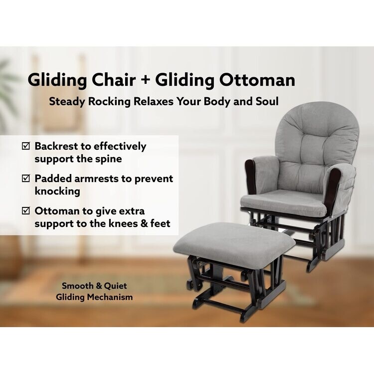 Ultimate Nursery Comfort Glider and Ottoman Set with Reclining Cushion Chair Rocker Chair with Padded Back and Armrests Bed Bath Beyond 40611301