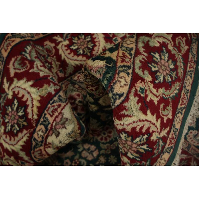 Hand Knotted Oriental 100% Wool Carpet Traditional Floral Green Agra Area Rug - 6' 2'' X 4' 1''